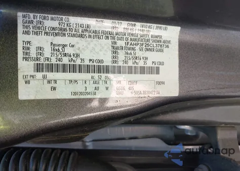 2012 Ford Focus Se from USA, damaged, VIN 1FAHP3F25CL378736